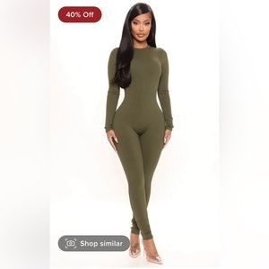 Maribel Snatched Jumpsuit NEW with tags - size large. Color olive.